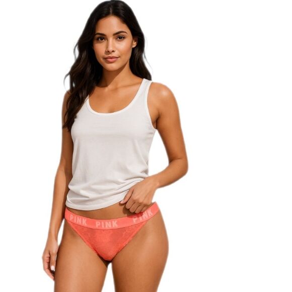 NWOT Victoria’s Secret Coral Lace Bikini Panty, M - Picture 1 of 5